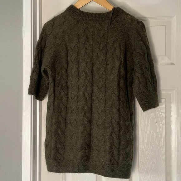 COS Wool Short Sleeve Olive Green Grandmacore Sweater Size XS - Picture 4 of 4
